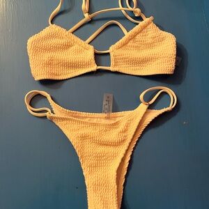 White Textured Bikini Set